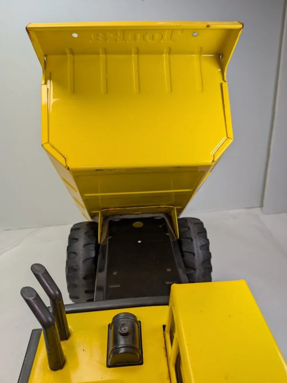 Vintage Tonka Mighty Dump Truck Pressed Steel All Metal Double Smokestack 1980s